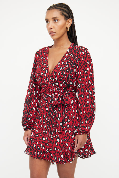 A.L.C. Red 
White Print Wrap Dress