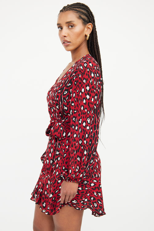 A.L.C. Red 
White Print Wrap Dress