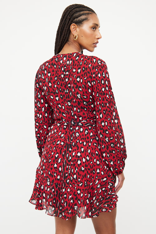 A.L.C. Red 
White Print Wrap Dress