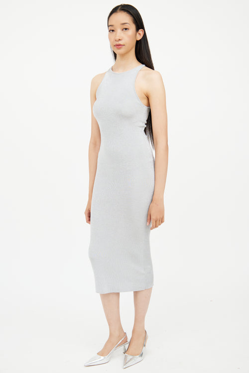 A.L.C. Grey Metallic Knit Midi Dress