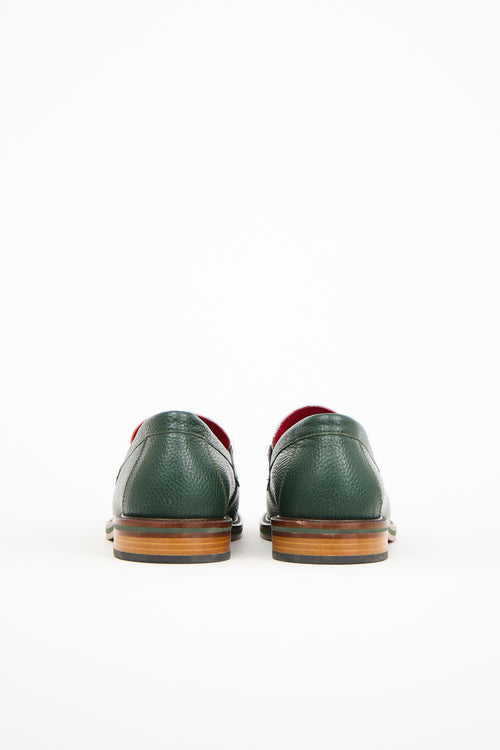 Aimé Leon Dore Dark Green 
White Leather Penny Loafer