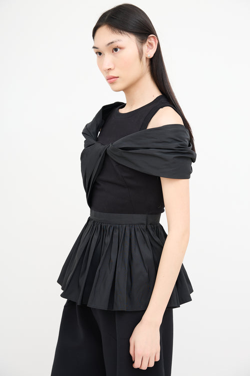 Alexander McQueen Black Pleated Peplum Top