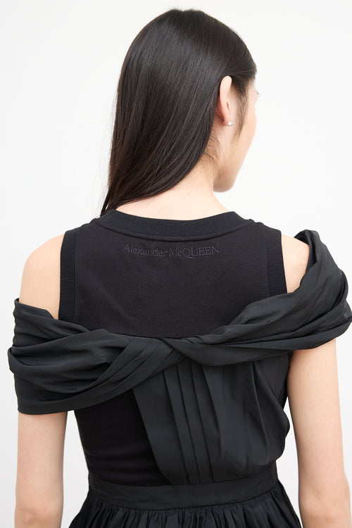 Alexander McQueen Black Pleated Peplum Top