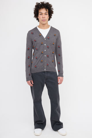 Alexander McQueen Wool Embroidered Feather Cardigan