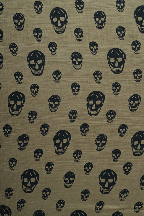 Alexander McQueen Green 
Black Silk Skull Scarf