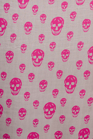 Alexander McQueen Grey 
Pink Silk Skull Scarf