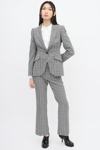 Alexander McQueen Black 
White Wool Houndstooth Blazer