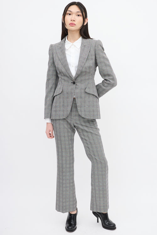 Alexander McQueen Black 
White Wool Houndstooth Blazer