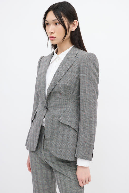 Alexander McQueen Black 
White Wool Houndstooth Blazer