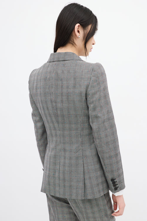 Alexander McQueen Black 
White Wool Houndstooth Blazer