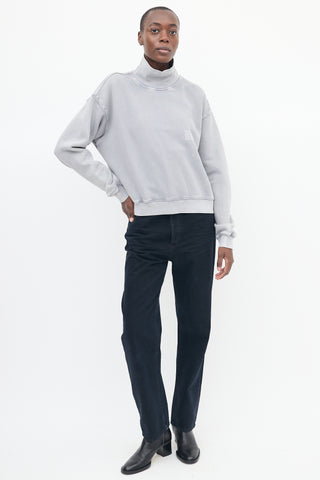 Alexander Wang Grey Washed Logo High Neck Sweatshirt