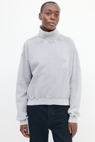 Alexander Wang Grey Washed Logo High Neck Sweatshirt