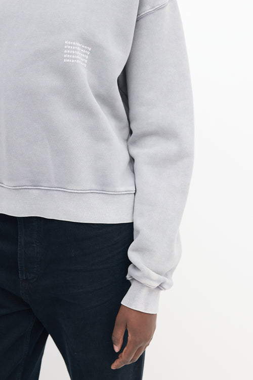 Alexander Wang Grey Washed Logo High Neck Sweatshirt