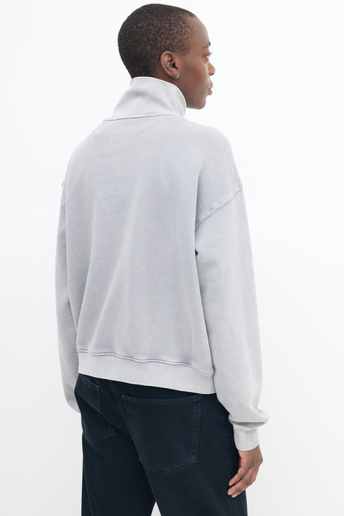 Alexander Wang Grey Washed Logo High Neck Sweatshirt