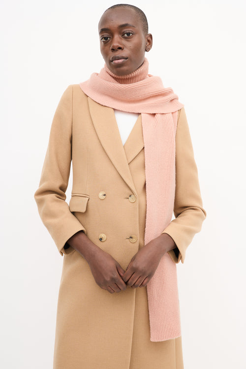 Alexandra Golovanoff Pink Cashmere Knit Col Écharpe Scarf