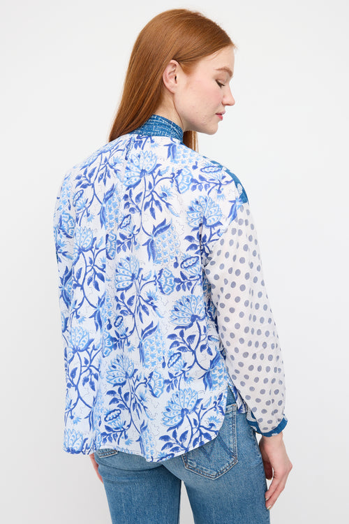 Alix Of Bohemia Blue Printed Kiki Patchwork Blouse