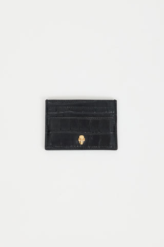 Alexander McQueen Black Embossed Leather Skull Card Holder