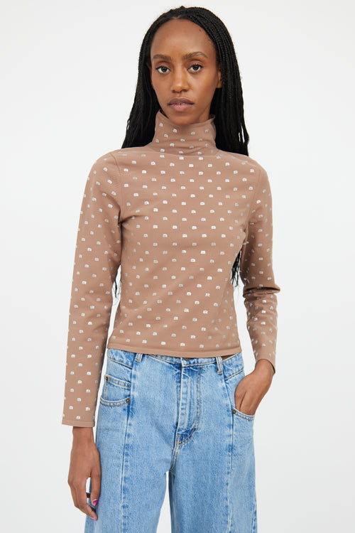 Alexander Wang Brown 
Silver Rhinestone Turtleneck