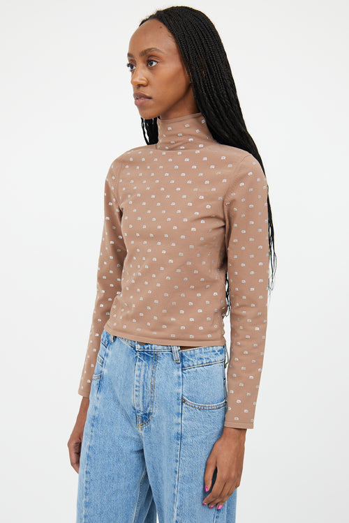 Alexander Wang Brown 
Silver Rhinestone Turtleneck