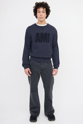 AMI Paris Terry Logo Crewneck Sweatshirt