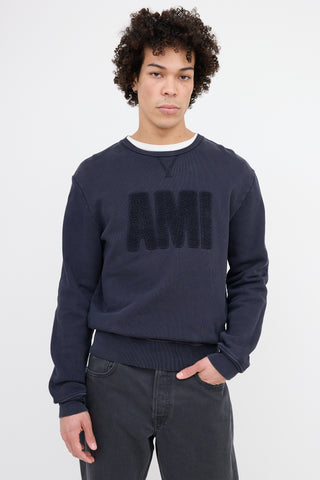 AMI Paris Terry Logo Crewneck Sweatshirt