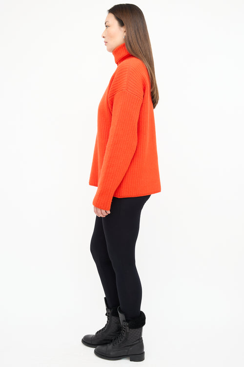 AMI Paris Orange Wool Turtleneck Sweater