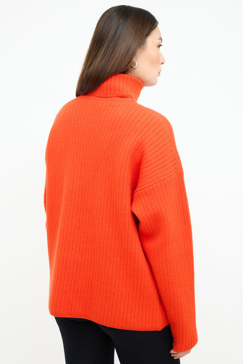 AMI Paris Orange Wool Turtleneck Sweater