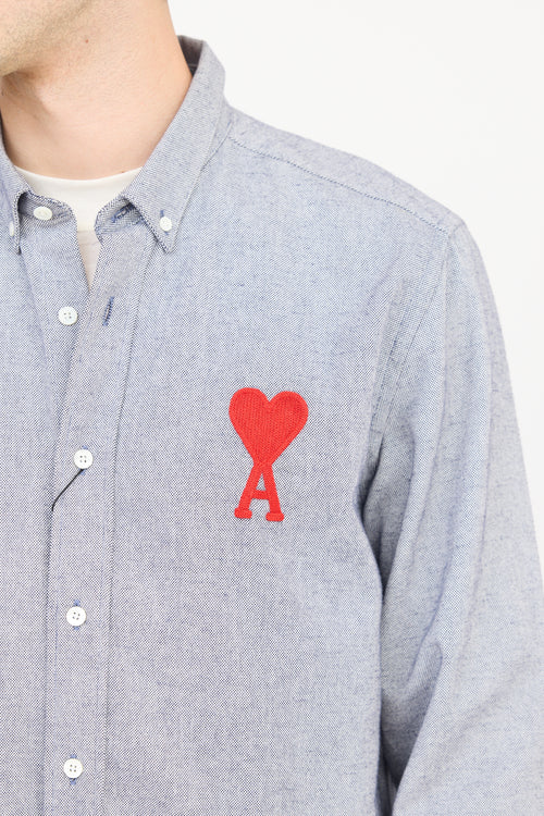 AMI Paris Grey 
Red Heart Logo Shirt