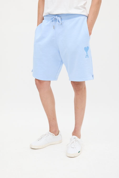 AMI Paris Light Blue Ami De Coeur Track Shorts