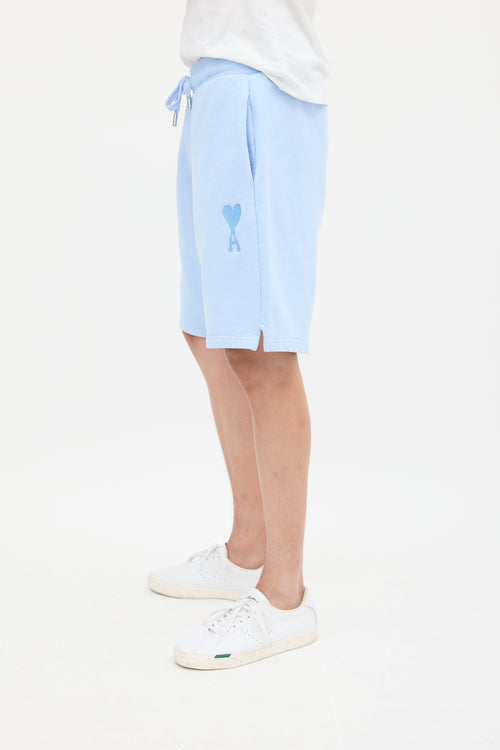 AMI Paris Light Blue Ami De Coeur Track Shorts