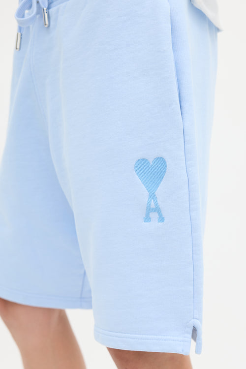 AMI Paris Light Blue Ami De Coeur Track Shorts