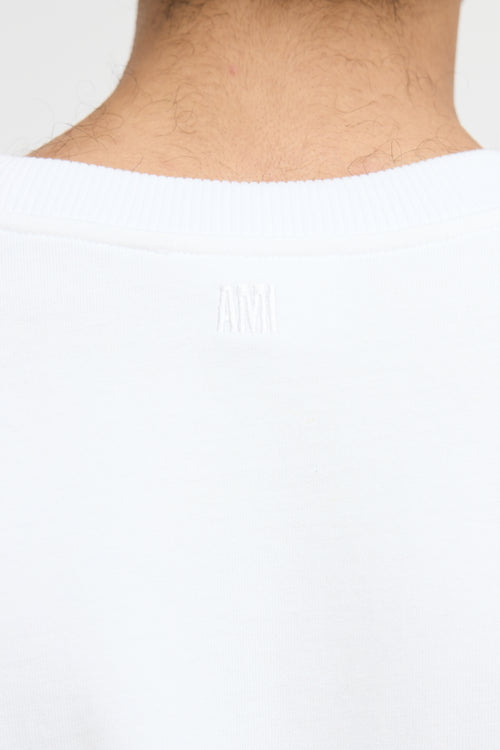 AMI Paris White Cotton T-Shirt