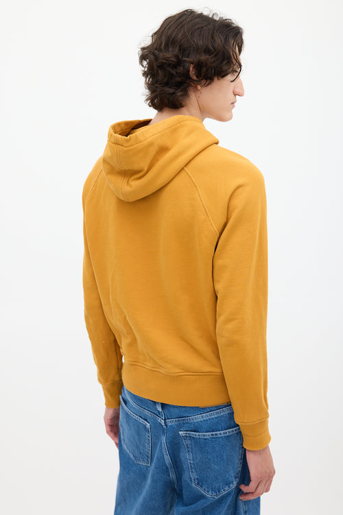 AMI Paris Yellow Ami De Coeur Velvet Logo Hoodie