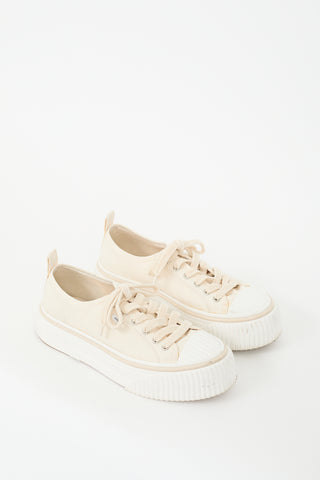 AMI Paris Cream 
White Canvas Platform Sneaker