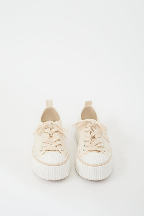 AMI Paris Cream 
White Canvas Platform Sneaker