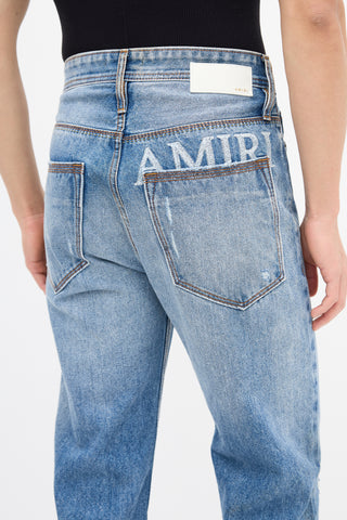 Amiri Light Wash Embroidered Logo Jeans