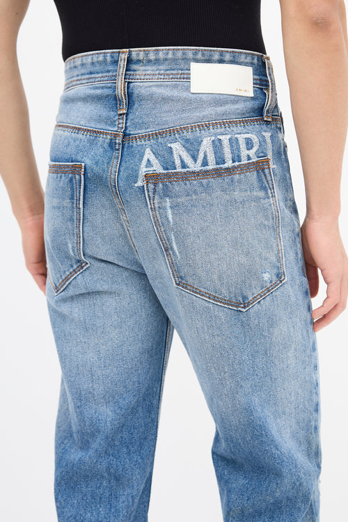 Amiri Light Wash Embroidered Logo Jeans