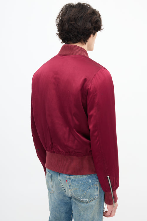 Amiri Burgundy Silk Bomber Jacket