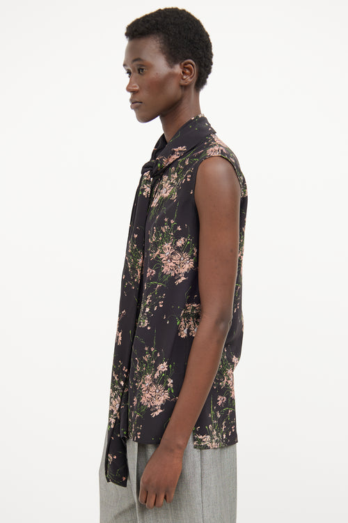 Alexander McQueen Black Floral Necktie Top