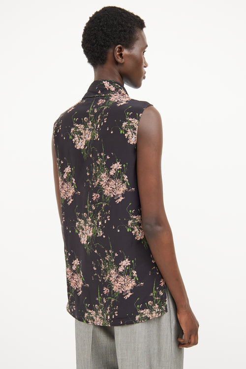 Alexander McQueen Black Floral Necktie Top