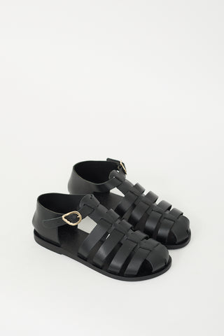 ANCIENT GREEK SANDALS Black Leather Homeria Sandal