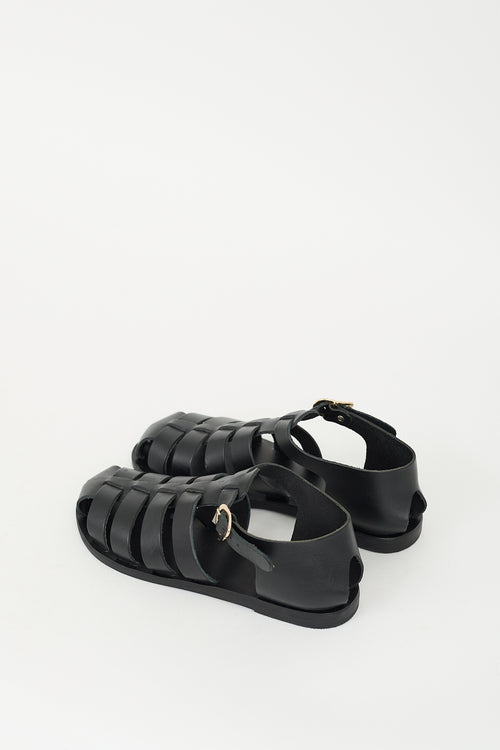 ANCIENT GREEK SANDALS Black Leather Homeria Sandal