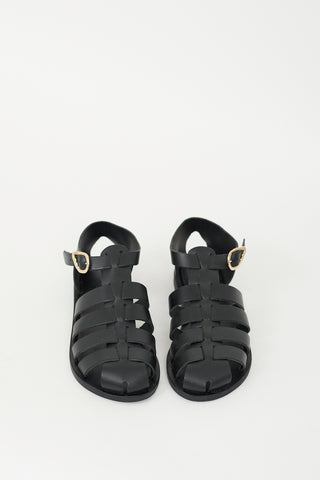 ANCIENT GREEK SANDALS Black Leather Homeria Sandal