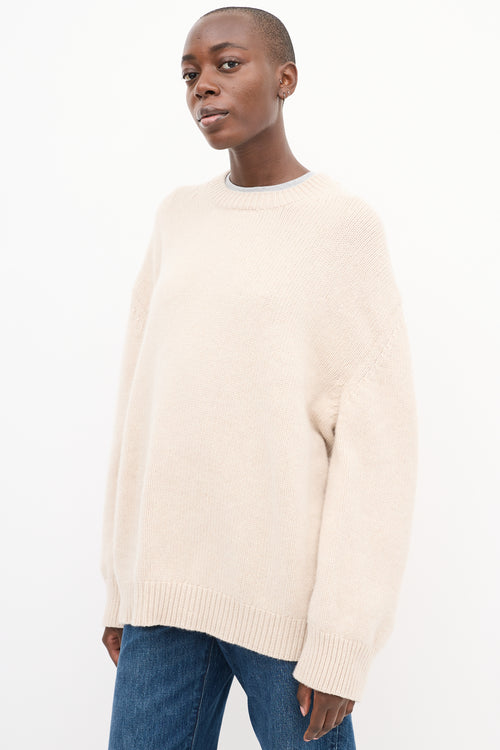 Anine Bing Cream Cashmere Ribbed Sweater