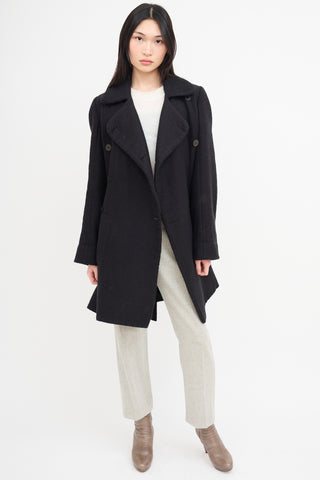 Ann Demeulemeester Black Mohair Blend Double Breasted Coat