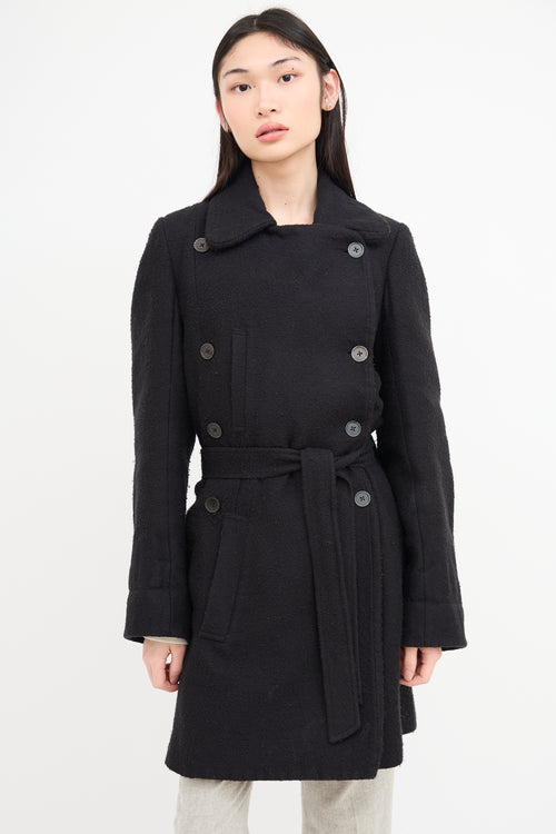 Ann Demeulemeester Black Mohair Blend Double Breasted Coat