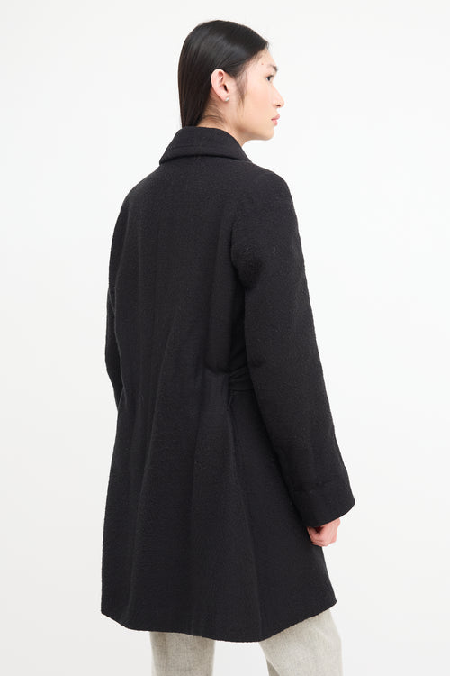 Ann Demeulemeester Black Mohair Blend Double Breasted Coat