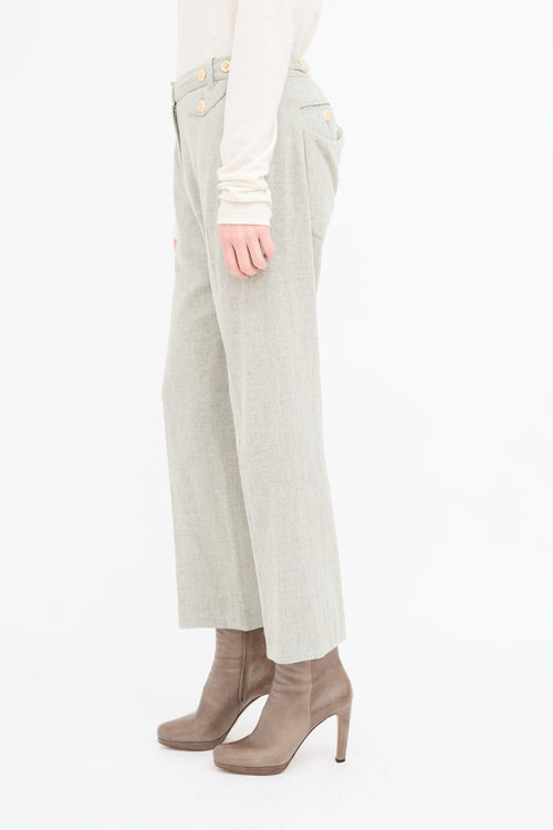 Ann Demeulemeester Grey Button Waist Trouser