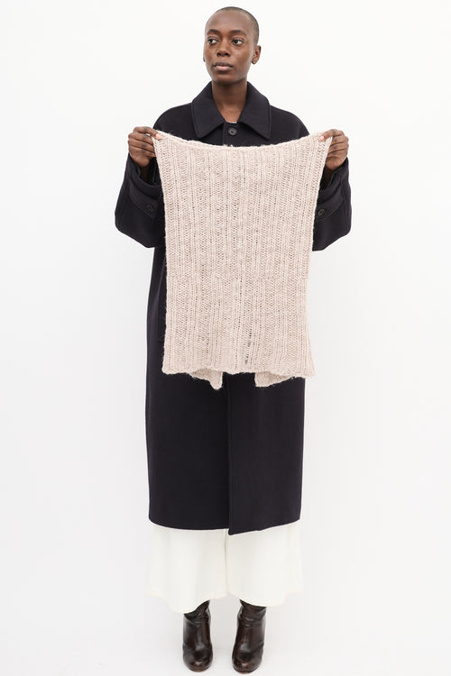 Ann Demeulemeester Beige Knit Ribbed Scarf