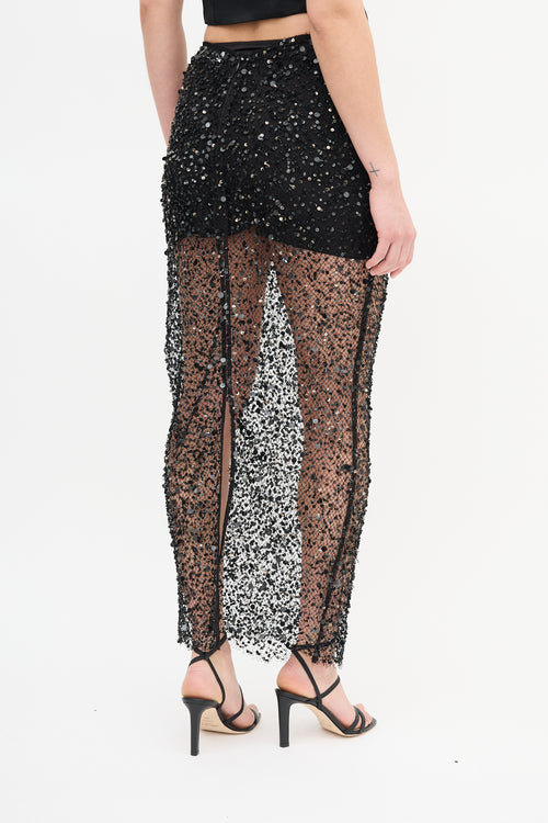 Anna Quan Black Sequin Mesh Skirt